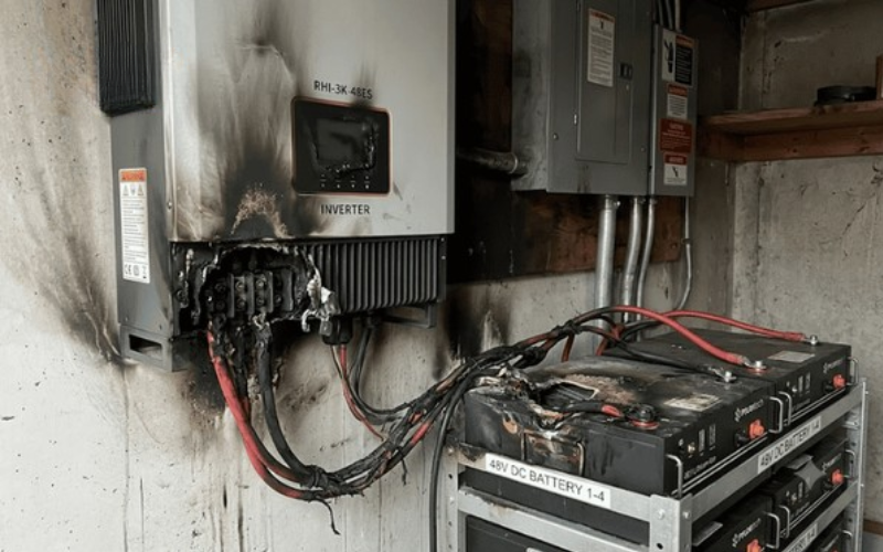 Việc đấu nối sai điện áp giữa pin và Inverter có thể gây chập cháy thiết bị ngay khi vận hành.