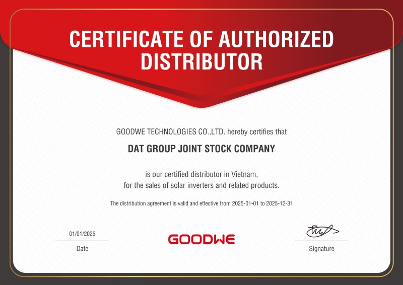 Chứng nhận DAT Group phân phối GoodWe