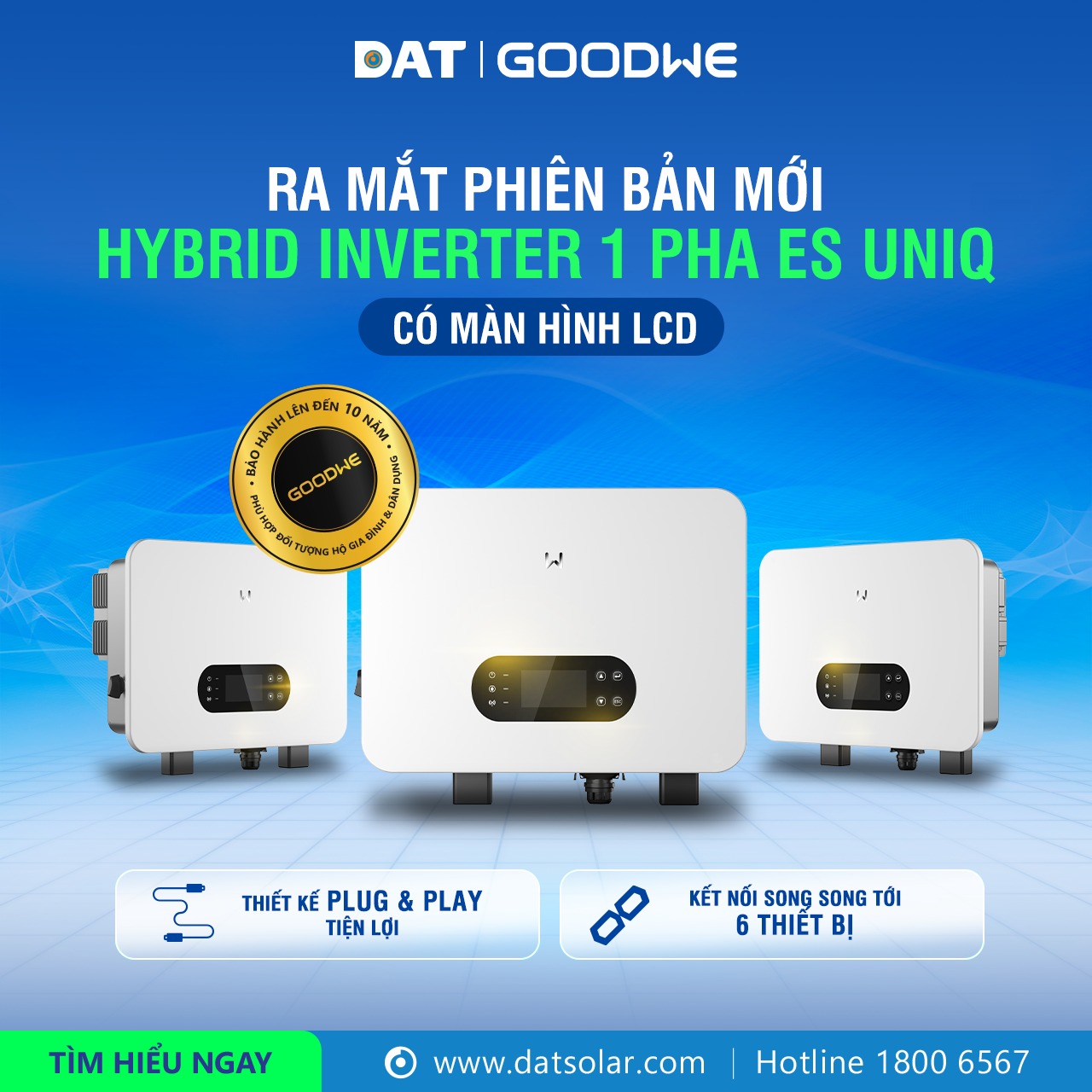 Hybrid Inverter GoodWe ES Uniq Series 10kW 1 Pha – Có Màn Hình
