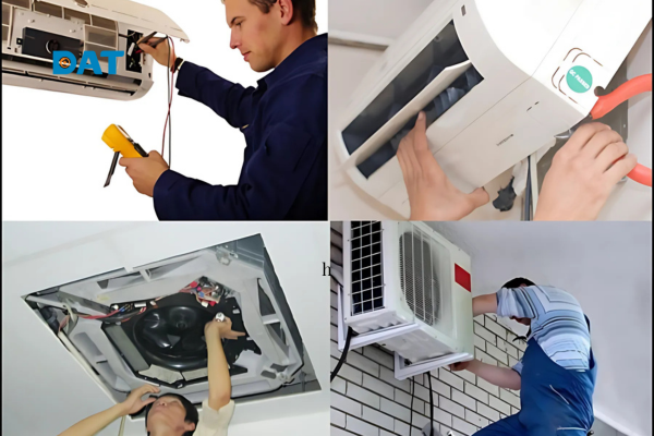 Kỹ thuật viên kiểm tra, bảo dưỡng hệ thống đèn năng lượng mặt trời và các thiết bị điện gia dụng.