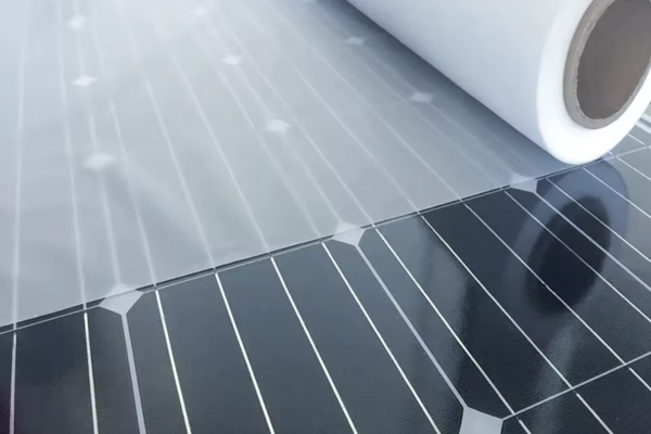 Màng EVA phủ lên tấm pin giúp tối ưu hiệu suất chuyển hóa năng lượng mặt trời.