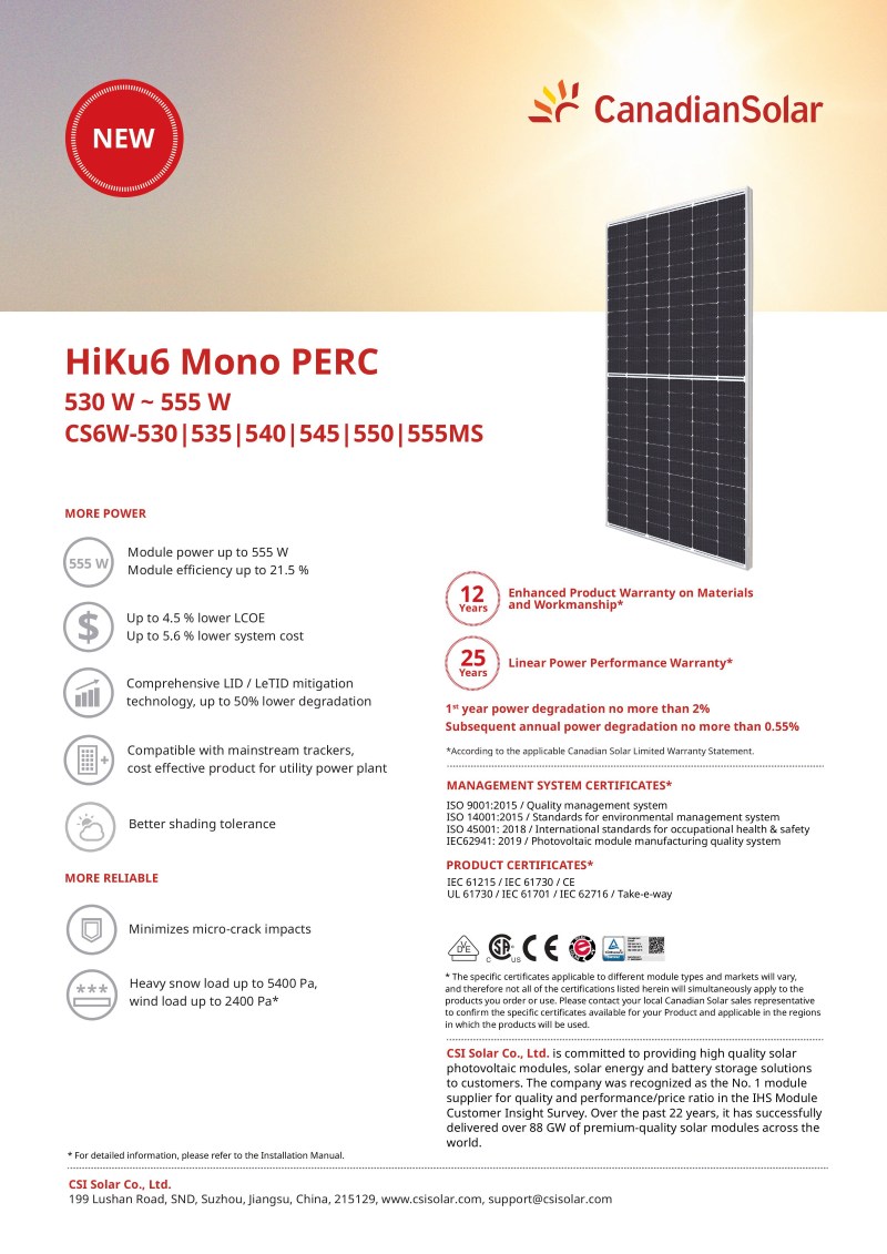 tấm pin Canadian 535W