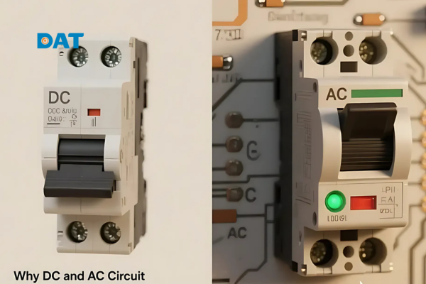 Sơ đồ tại sao công tắc DC và AC không thể hoán đổi, tập trung vào khả năng xử lý hồ quang