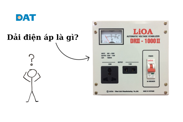 Ví dụ dải điện áp ổn định cho máy ổn áp và các thiết bị điện trong gia đình.