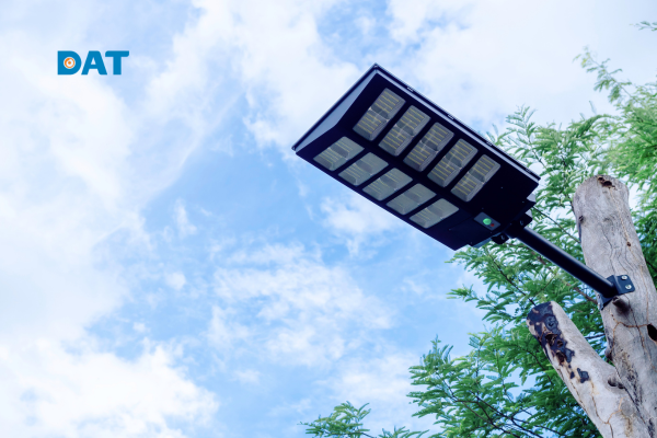 Đèn năng lượng mặt trời hấp thụ ánh sáng chuyển thành điện năng