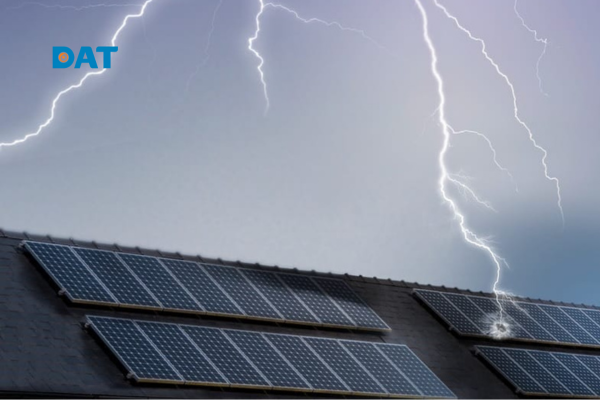 Sét đánh vào Tấm pin PV trong mùa bão.