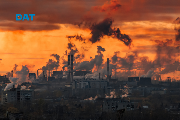 Khí thải CO₂ phát sinh từ nhà máy và khu đô thị do hoạt động con người