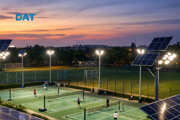 Điện mặt trời cho sân cầu lông cung cấp điện cho hệ thống chiếu sáng sân.