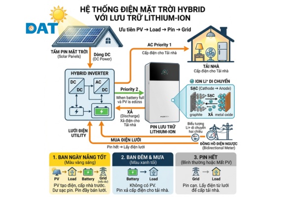 Nguyên lý hoạt động pin lưu trữ năng lượng mặt trời