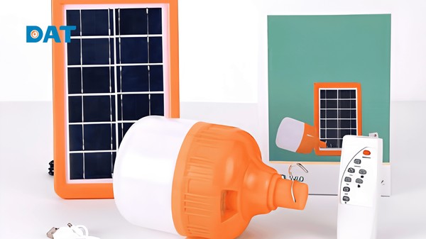 Đèn búp năng lượng mặt trời xách tay tích hợp móc treo tiện lợi và cổng sạc USB dự phòng, phù hợp cho nhu cầu chiếu sáng di động hoặc cắm trại.