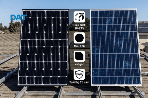 Tổng quan đặc điểm nổi bật của tấm pin năng lượng mặt trời Monocrystalline so với Polycrystalline.