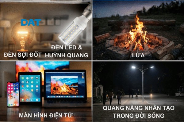 Các nguồn phát quang năng nhân tạo phục vụ nhu cầu đời sống đa dạng của con người.