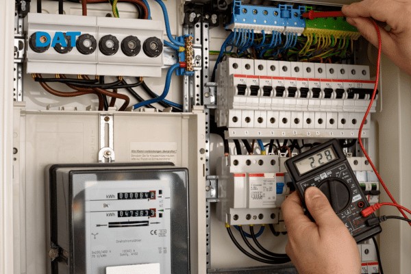 Công tác mở kiểm tra và bảo dưỡng định kỳ các đầu nối dây dẫn bên trong hộp kết nối DC của hệ thống.