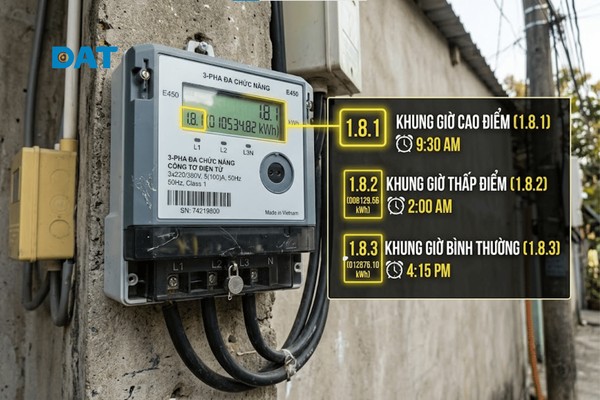 Theo dõi các mã OBIS trên công tơ điện tử 3 pha giúp doanh nghiệp điều chỉnh lịch vận hành máy móc sản xuất hợp lý.