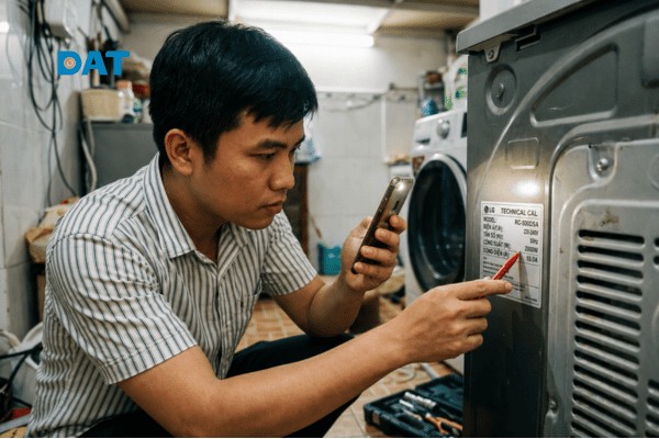 Kiểm tra thông số công suất định mức ghi trên tem kỹ thuật của thiết bị để làm căn cứ tính toán lượng điện tiêu thụ thực tế.