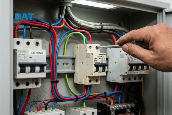 Thiết bị Aptomat (CB) dân dụng đóng vai trò bảo vệ hệ thống tải và ngăn ngừa sự cố chập cháy khi đoạn mạch hoạt động quá công suất chịu tải tối đa.