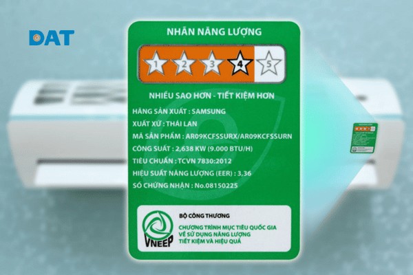 Nhãn năng lượng 5 sao là chứng nhận cho thiết bị có hiệu suất chuyển đổi điện năng cao nhất hiện nay.