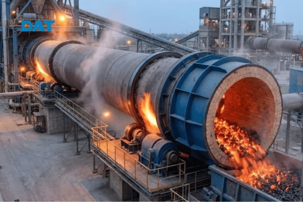 Quá trình nung clinker nhiệt độ cao trong sản xuất xi măng – một phản ứng hóa học công nghiệp phát sinh khí CO2 trực tiếp rất khó giảm thiểu.