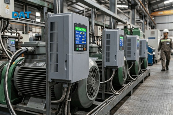 Giải pháp lắp đặt biến tần điều khiển động cơ hiệu suất cao giúp tối ưu hóa điện năng tiêu thụ trên dây chuyền sản xuất.
