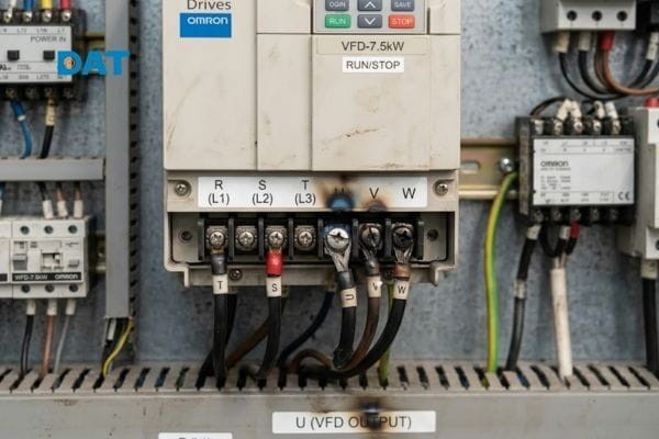 Các điểm đấu nối lỏng lẻo gây phát nhiệt và mất pha tại cầu đấu động cơ.