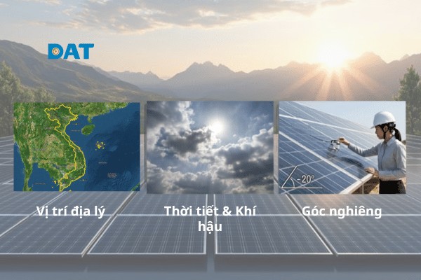 Điều kiện thời tiết, môi trường và lắp đặt ảnh hưởng trực tiếp đến lượng bức xạ mà tấm pin tiếp nhận.
