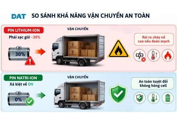 So sánh khả năng vận chuyển an toàn giữa pin lithium-ion với natri-ion