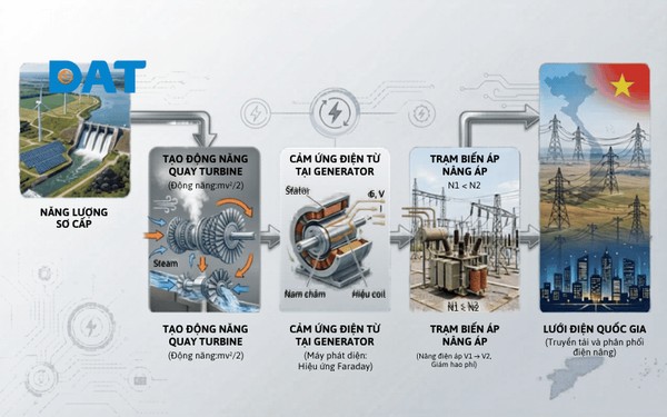 Sơ đồ nguyên lý hoạt động chung của một nhà máy điện (Power Plant).