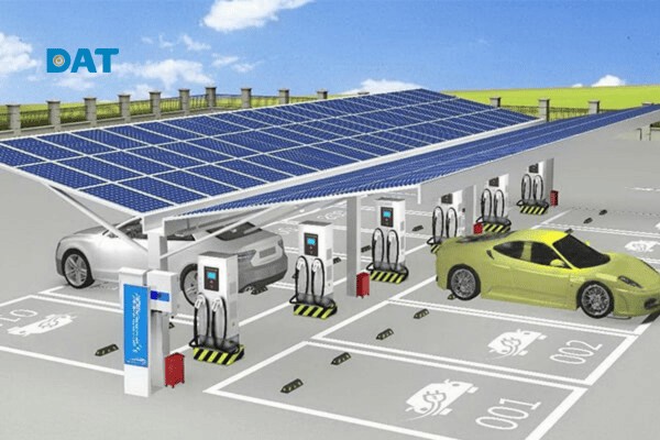 PV*SOL mô phỏng luồng năng lượng giữa hệ thống điện mặt trời, pin lưu trữ và trạm sạc xe điện.