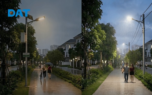Độ sáng đèn điện ổn định 24/7, trong khi đèn mặt trời cần tính toán ngày tự chủ.