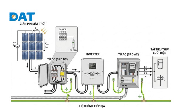 Sơ đồ mô phỏng lắp đặt SPD.