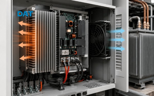 Hệ thống tản nhiệt chủ động và thụ động giúp duy trì nhiệt độ ổn định, bảo vệ inverter và các thiết bị điện công suất cao
