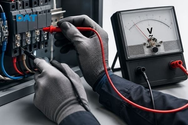 Luôn chọn thang đo lớn trước khi đo bằng vôn kế kim để đảm bảo an toàn và chính xác.