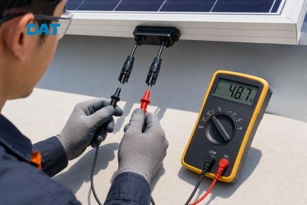 Voc là điện áp hở mạch dùng để tính số tấm pin nối tiếp an toàn, tránh quá áp inverter.