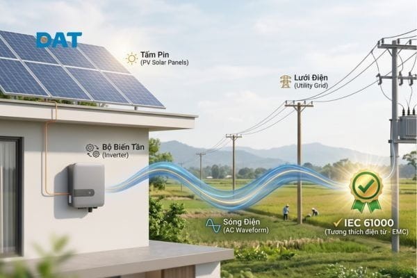 IEC 61000 giúp giới hạn sóng hài, đảm bảo THD đạt chuẩn và an toàn khi hòa lưới điện.