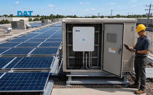 Inverter hòa lưới phối hợp trở kháng với lưới điện để truyền tải công suất ổn định và tối ưu hiệu suất phát điện.