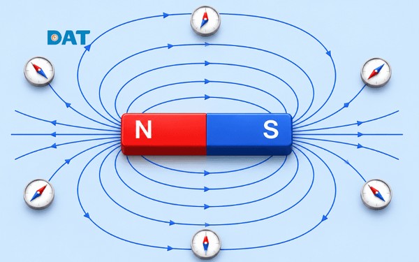 Mô phỏng từ trường xung quanh nam châm bằng các đường sức từ.