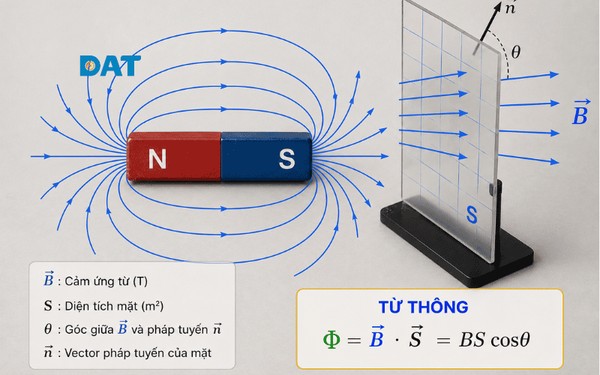 Từ thông là đại lượng đặc trưng cho số lượng đường sức từ đi qua một bề mặt.