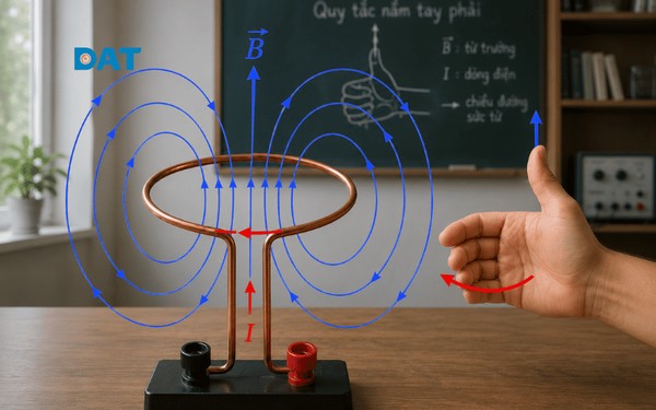 Dòng điện chạy qua vòng dây tạo ra từ trường có dạng tương tự nam châm.